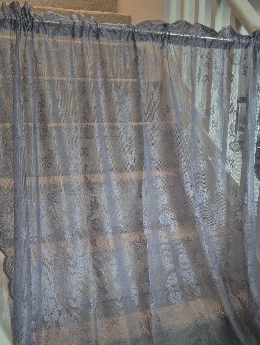 UrbanLotus Sheer Lace Floral Curtain Panel Silvery Gray 56x96